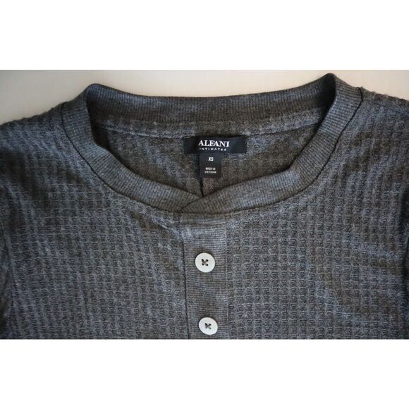 Alfani Women Sz XS Charcoal Gray 2-pc Thermal Waffle-Knit Henley Pajama Set - Picture 2 of 16